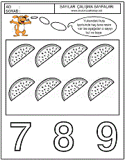 çocuklara sayıları öğretmek için çalışma sayfaları